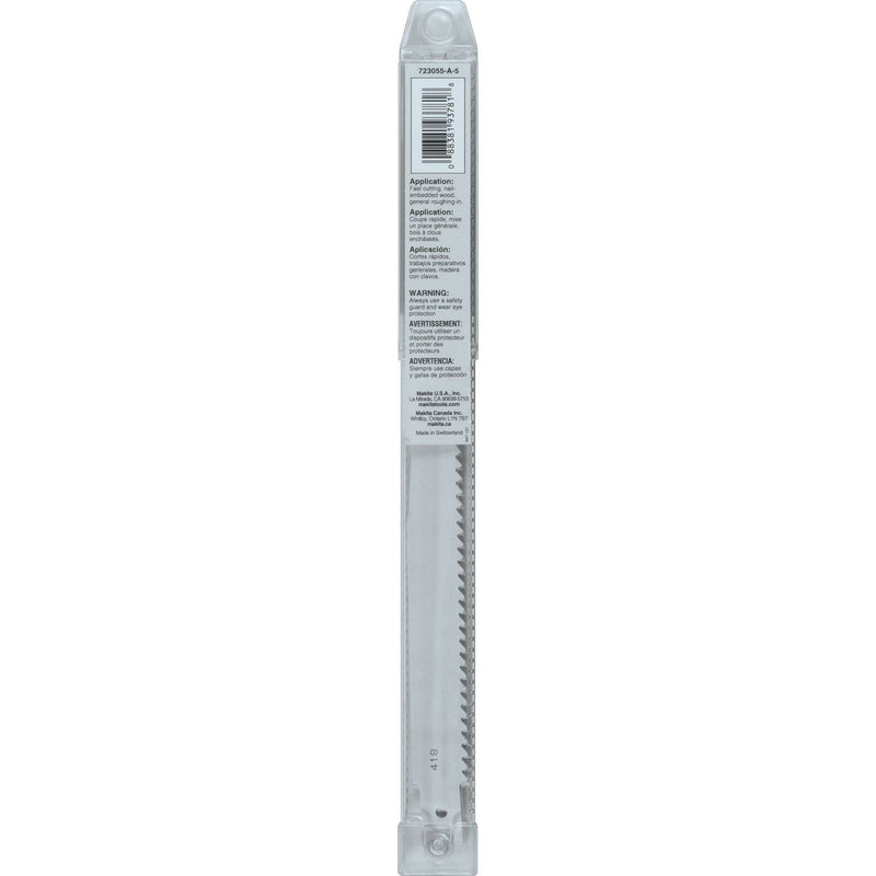 Makita (723055-A-5) 9" Wood Cutting Recipro Saw Blade, 6TPI, 5/pk