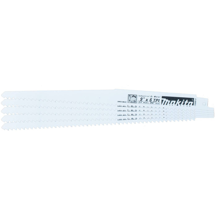 Makita (723055-A-5) 9" Wood Cutting Recipro Saw Blade, 6TPI, 5/pk
