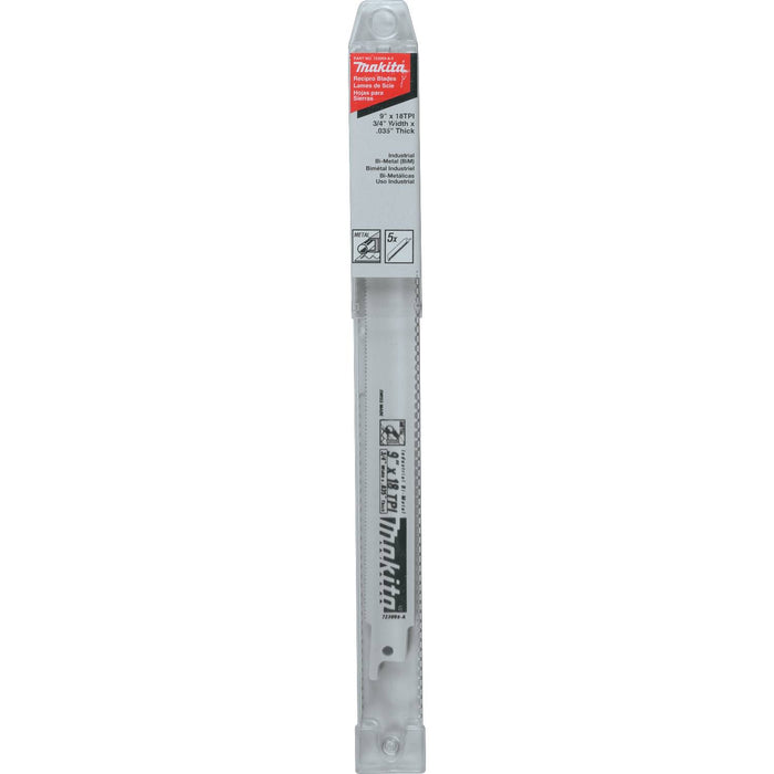 Makita (723069-A-5) 9" Metal Cutting Recipro Saw Blade, 18TPI, 5/pk