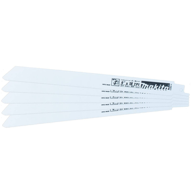 Makita (723069-A-5) 9" Metal Cutting Recipro Saw Blade, 18TPI, 5/pk