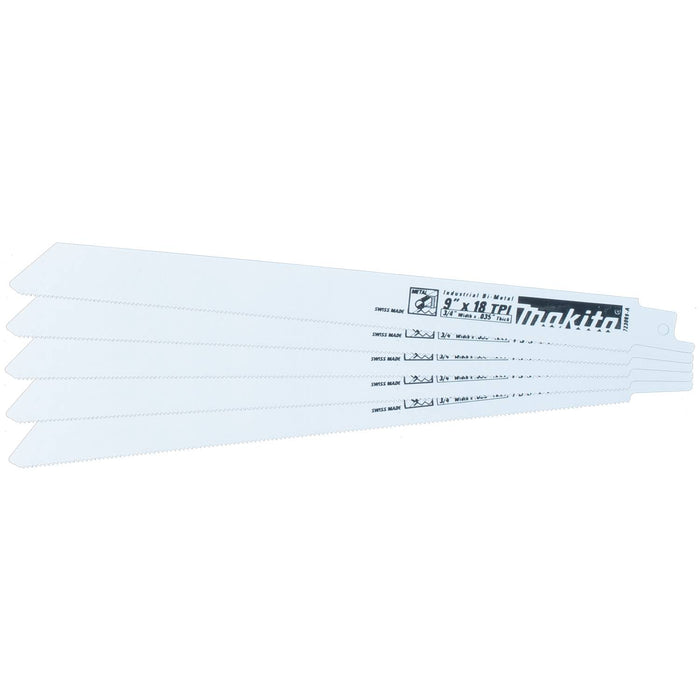 Makita (723069-A-5) 9" Metal Cutting Recipro Saw Blade, 18TPI, 5/pk
