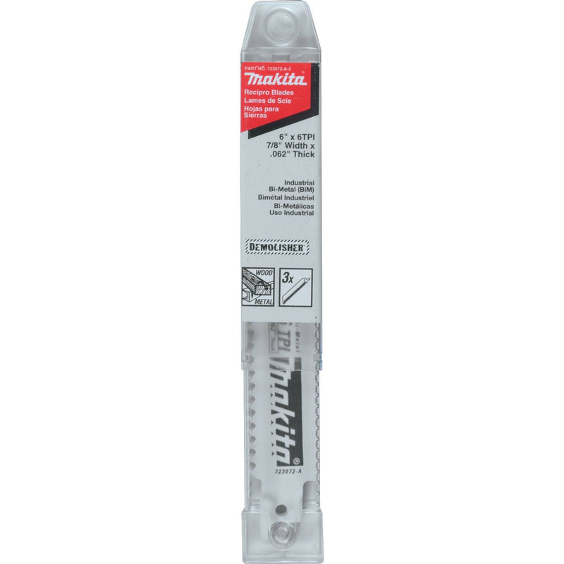 Makita (723072-A-3) 6" Demolition Recipro Saw Blade, 6TPI, 3/pk