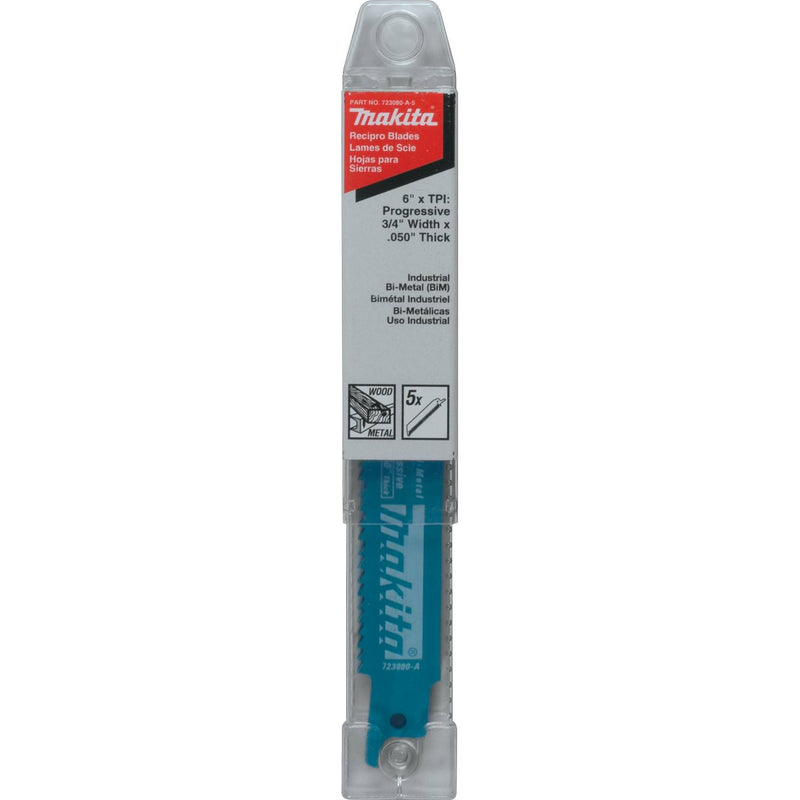 Makita (723080-A-5) 6" All-Purpose Recipro Saw Blade, Progressive, 5/pk