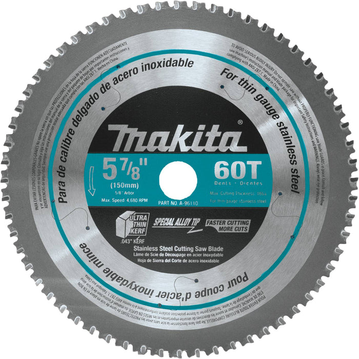 Makita (A-96110) 5-7/8" 60T Carbide-Tipped Saw Blade, Stainless Steel