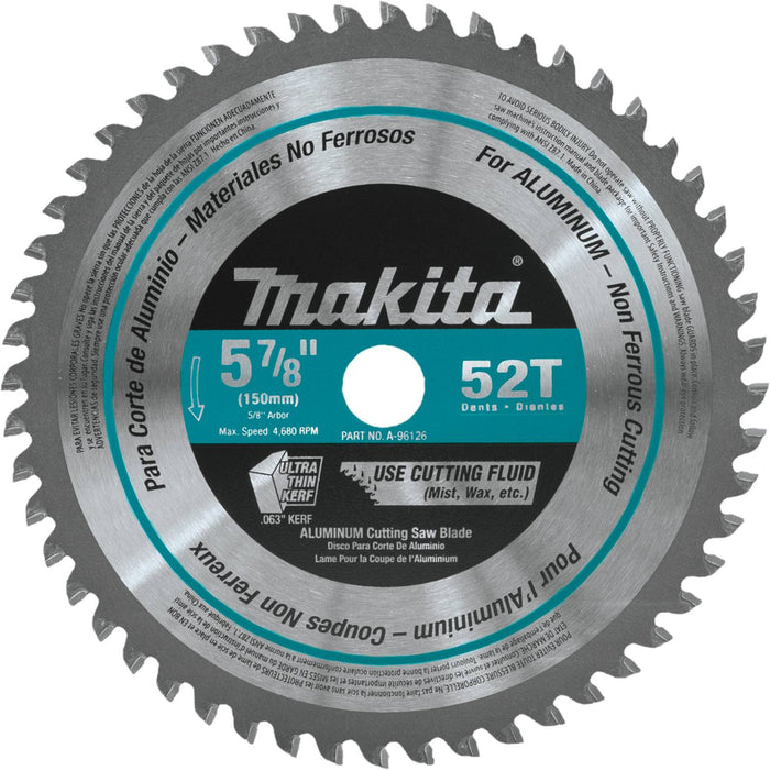 Makita (A-96126) 5-7/8" 52T Carbide-Tipped Saw Blade, Aluminum