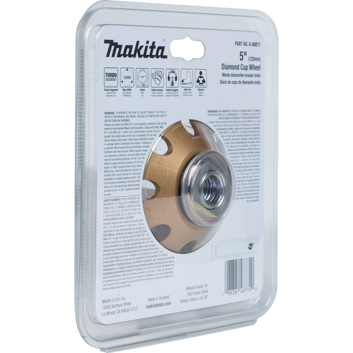 Makita (A-98871) 5" Low-Vibration Diamond Cup Wheel, Turbo