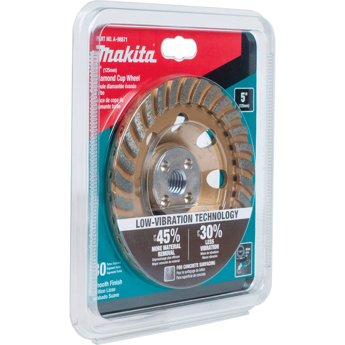 Makita (A-98871) 5" Low-Vibration Diamond Cup Wheel, Turbo