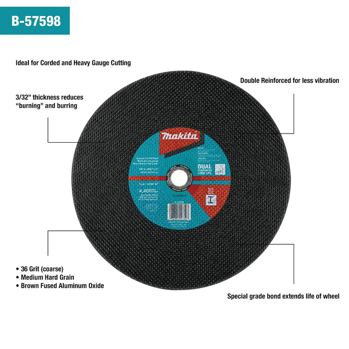 Makita (B-57598-5) 14" x 3/32" x 1" Abrasive Cut-Off Wheel, 5/pk