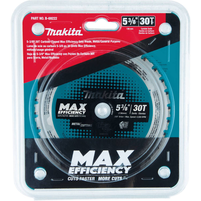 Makita (B-69222) 5-3/8" 30T Carbide-Tipped Max Efficiency Saw Blade, Metal/General Purpose