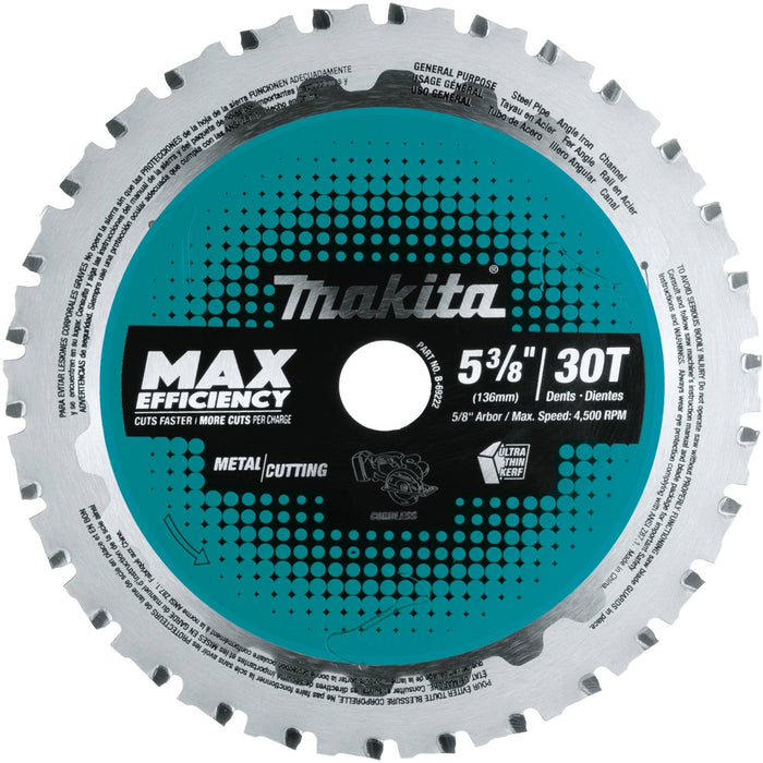 Makita (B-69222) 5-3/8" 30T Carbide-Tipped Max Efficiency Saw Blade, Metal/General Purpose