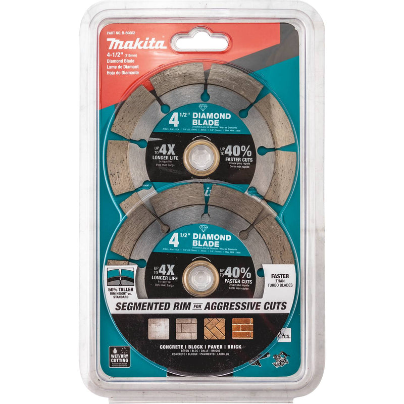Makita (B-69602) 4-1/2" Diamond Blade, Segmented, General Purpose, 2/pk