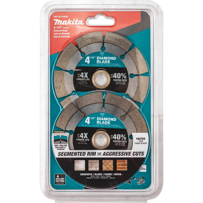 Makita (B-69602) 4-1/2" Diamond Blade, Segmented, General Purpose, 2/pk