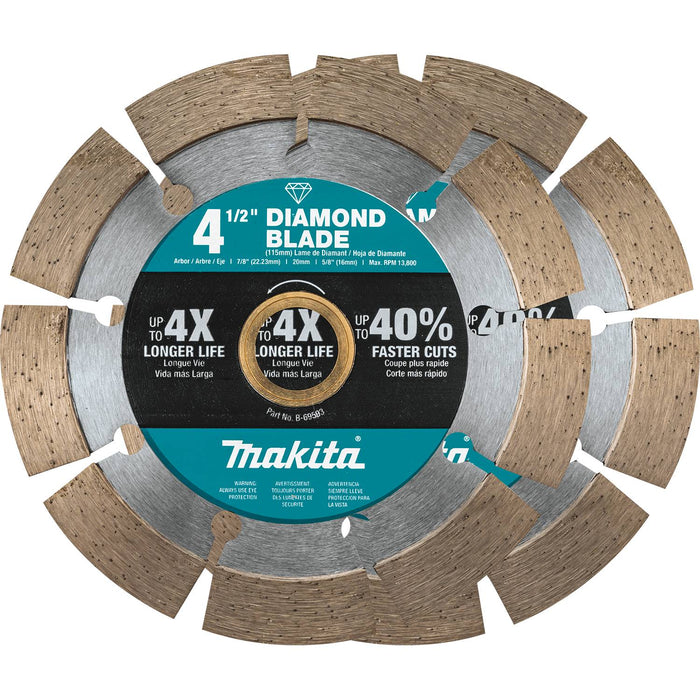 Makita (B-69602) 4-1/2" Diamond Blade, Segmented, General Purpose, 2/pk