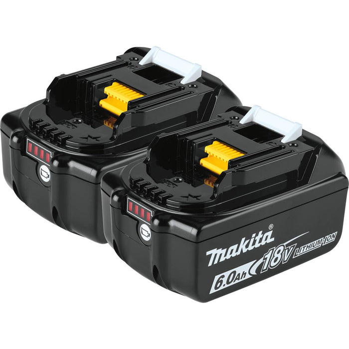 Makita (BL1860B-2) 18V LXT® Lithium-Ion 6.0Ah Battery, 2/pk
