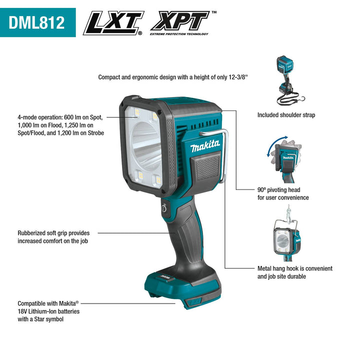 Makita (DML812) 18V LXT® Lithium-Ion Cordless L.E.D. Flashlight / Spotlight (Light Only)