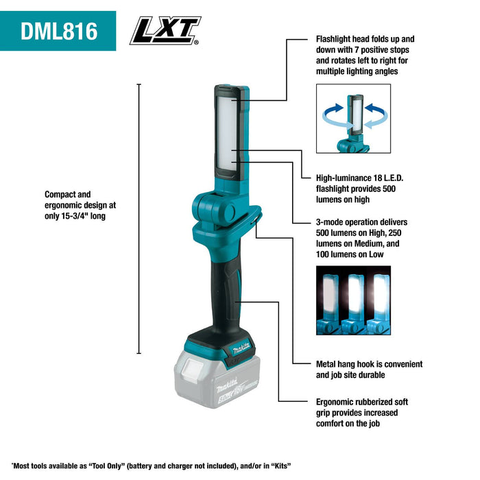 Makita (DML816) 18V LXT® Lithium-Ion Cordless 18 L.E.D. Flashlight (Flashlight Only)