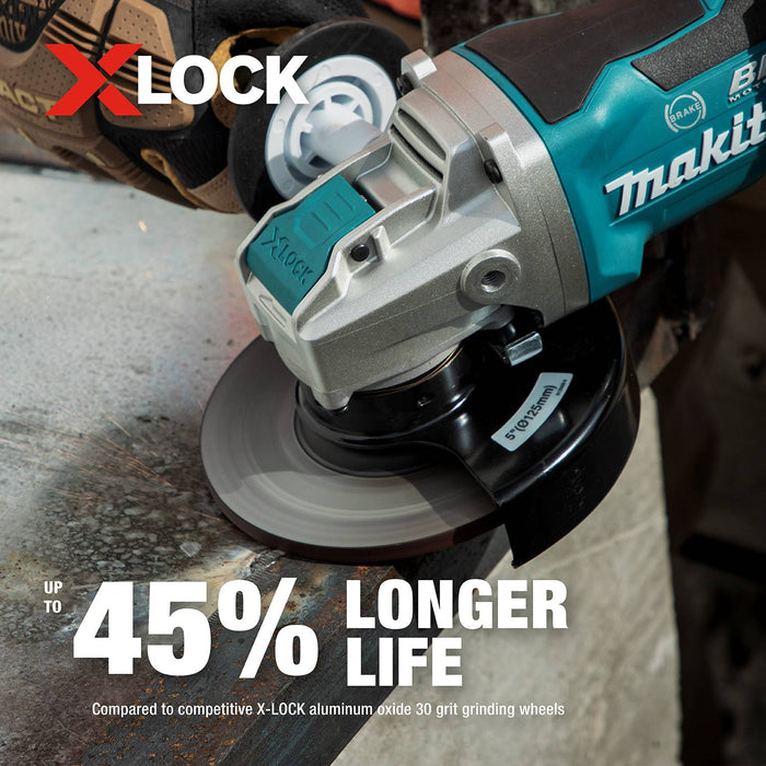 Makita (E-00468) X-LOCK 5" x 1/4" x 7/8" Type 27 General Purpose Metal & Stainless Steel Grinding Wheel, 36 Grit