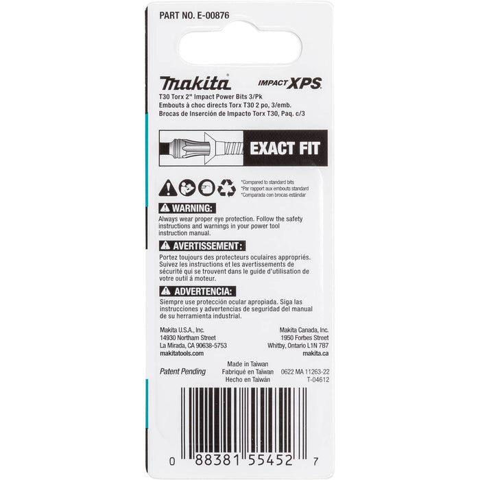 Makita (E-00876) Impact XPS® T30 Torx 2" Power Bit, 3/pk