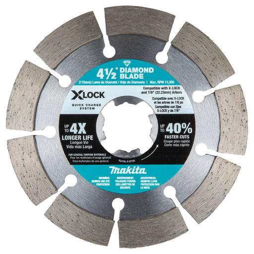 Makita (E-07191) X-LOCK 4-1/2" Segmented Diamond Blade for Masonry Cutting