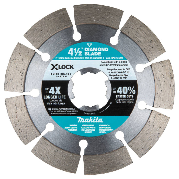 Makita (E-07191) X-LOCK 4-1/2" Segmented Diamond Blade for Masonry Cutting