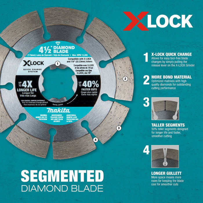 Makita (E-07238) X-LOCK 5" Segmented Diamond Blade for Masonry Cutting