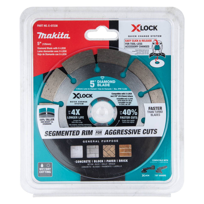 Makita (E-07238) X-LOCK 5" Segmented Diamond Blade for Masonry Cutting