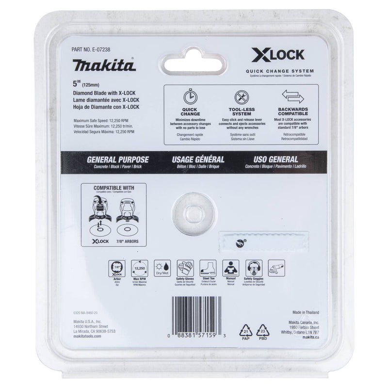 Makita (E-07238) X-LOCK 5" Segmented Diamond Blade for Masonry Cutting