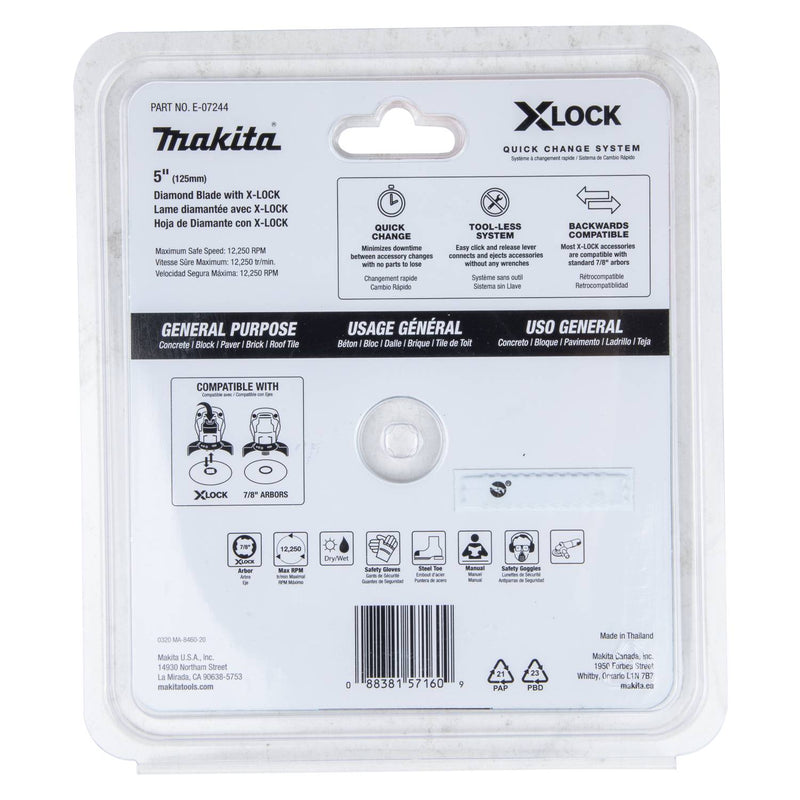 Makita (E-07244) X-LOCK 5" Turbo Rim Diamond Blade for Masonry Cutting