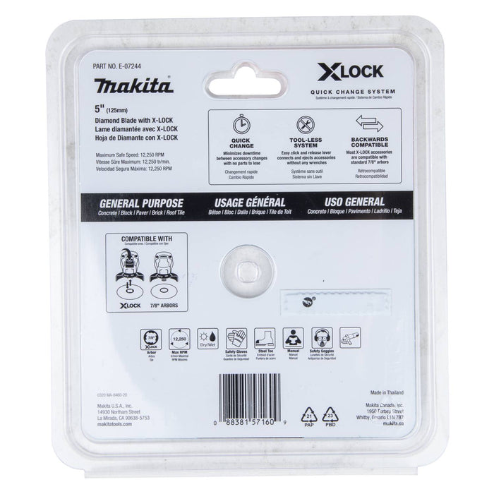 Makita (E-07244) X-LOCK 5" Turbo Rim Diamond Blade for Masonry Cutting