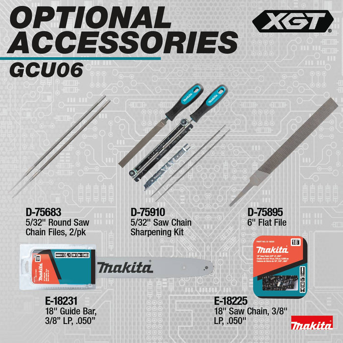 Makita (GCU06T1) 40V max XGT® Brushless 18" Chain Saw Kit, with one battery (5.0Ah)
