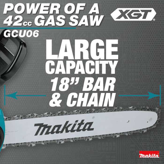 Makita (GCU06T1) 40V max XGT® Brushless 18" Chain Saw Kit, with one battery (5.0Ah)