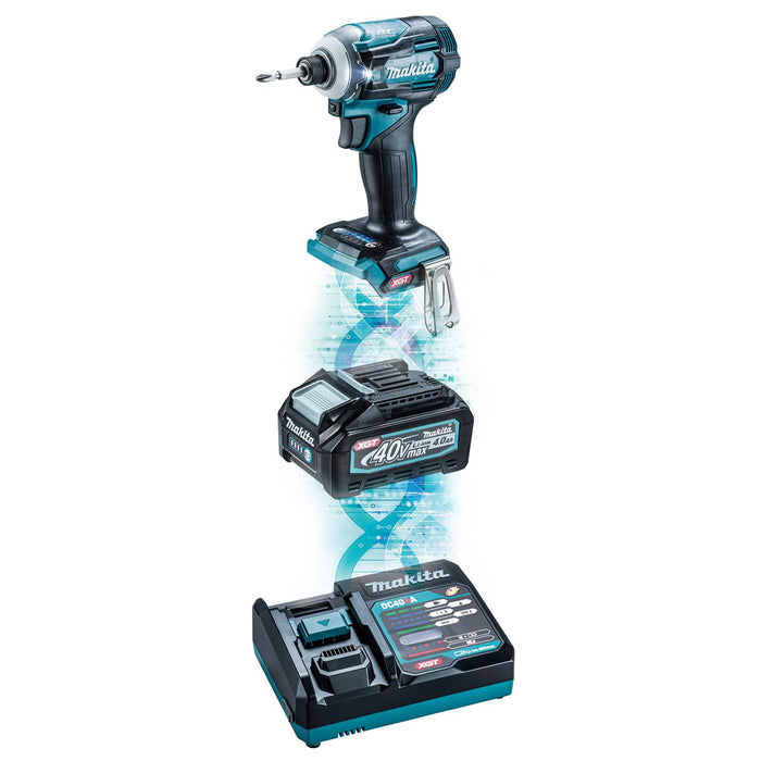 Makita (GT400M1D1-R) 40V max XGT® Brushless 4 Pc. Combo Kit, GPH01, GDT01, GSH01, ML001G, bag (2.5Ah/4.0Ah) (Factory Reconditioned)