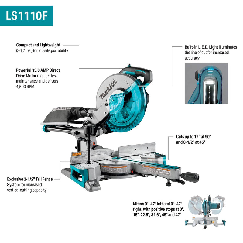 Makita (LS1110F-R) 10” Slide Compound Miter Saw (Factory Reconditioned)