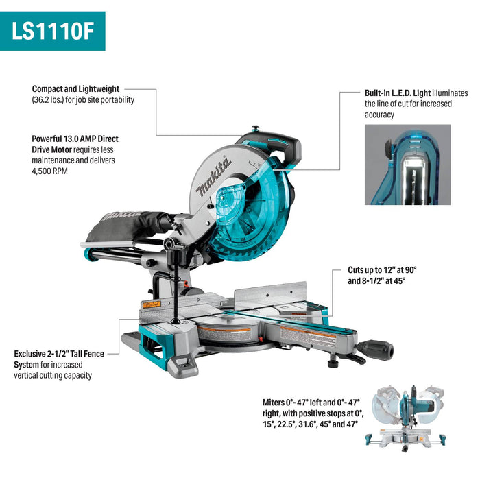 Makita (LS1110F-R) 10” Slide Compound Miter Saw (Factory Reconditioned)