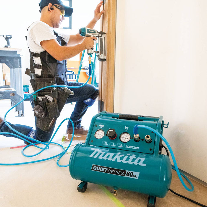 Makita (MAC320Q-R) Quiet Series 1-1/2 HP, 3 Gallon, Oil-Free, Electric Air Compressor (Factory Reconditioned)