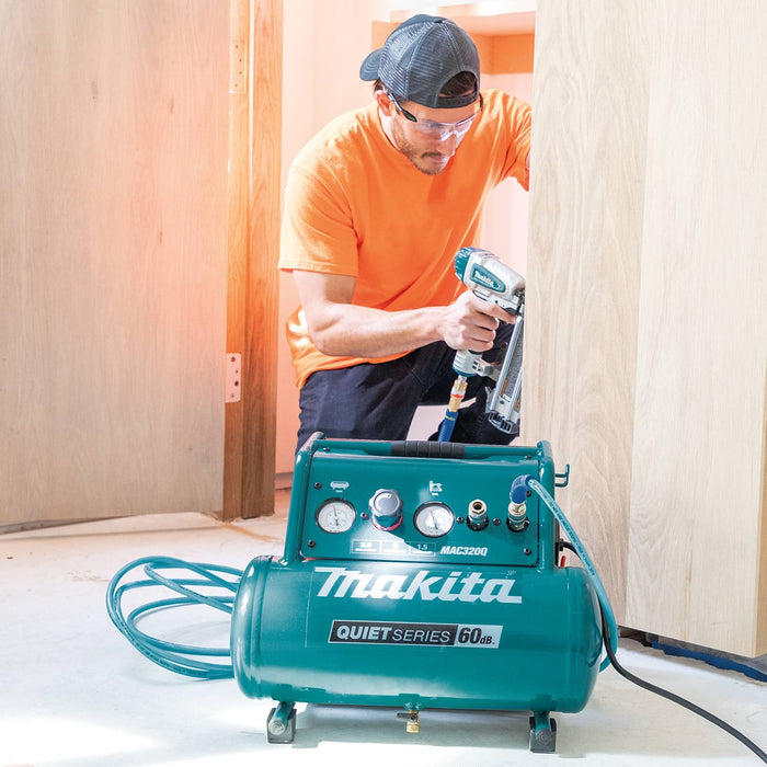 Makita (MAC320Q-R) Quiet Series 1-1/2 HP, 3 Gallon, Oil-Free, Electric Air Compressor (Factory Reconditioned)
