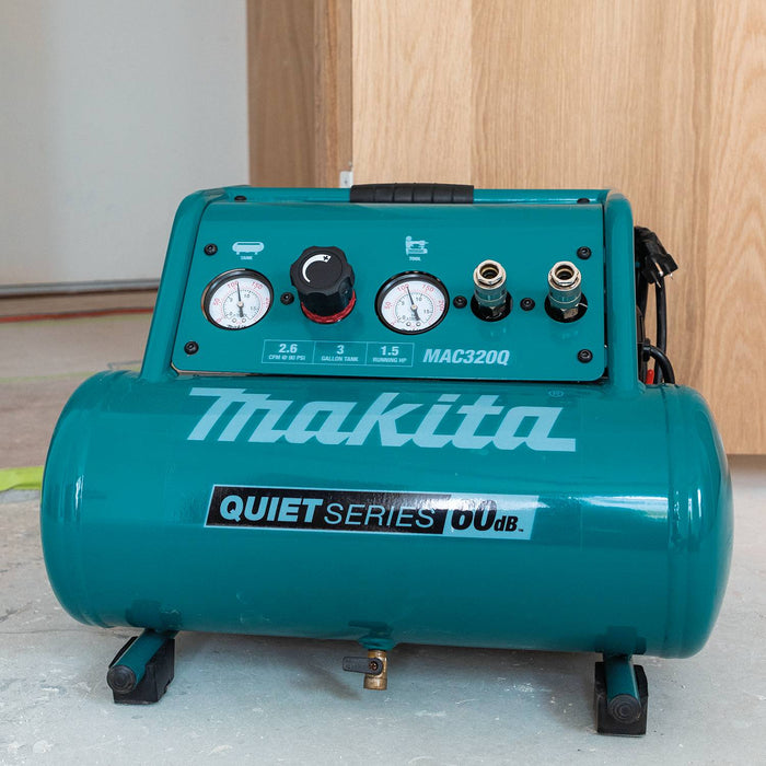 Makita (MAC320Q-R) Quiet Series 1-1/2 HP, 3 Gallon, Oil-Free, Electric Air Compressor (Factory Reconditioned)