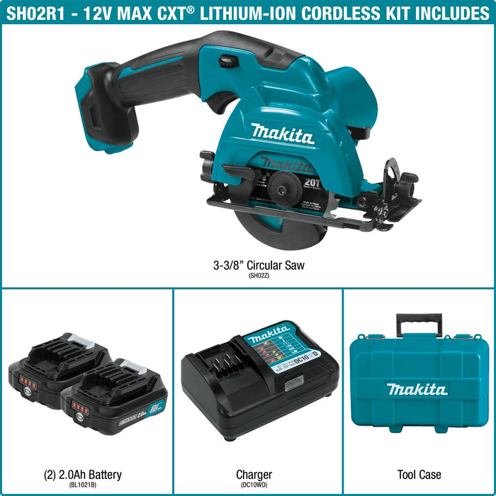 Makita (SH02R1-R) 12V max CXT®  3-3/8" Circular Saw Kit (2.0Ah) (Factory Reconditioned)
