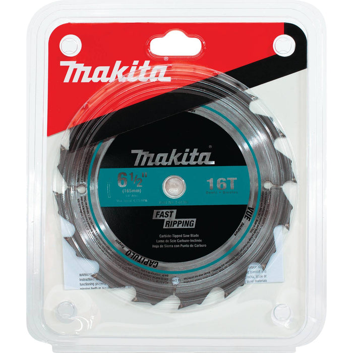 Makita (T-01395) 6-1/2" 16T Carbide-Tipped Circular Saw Blade, Framing