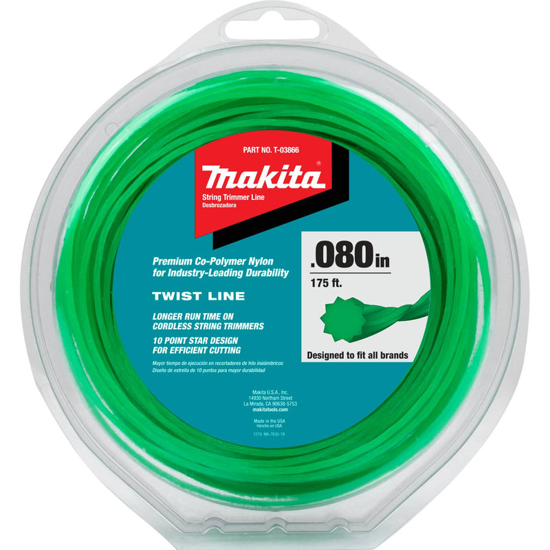 Makita (T-03866) Twisted Trimmer Line, 0.080”, Green, 175’, 1/2 lbs.