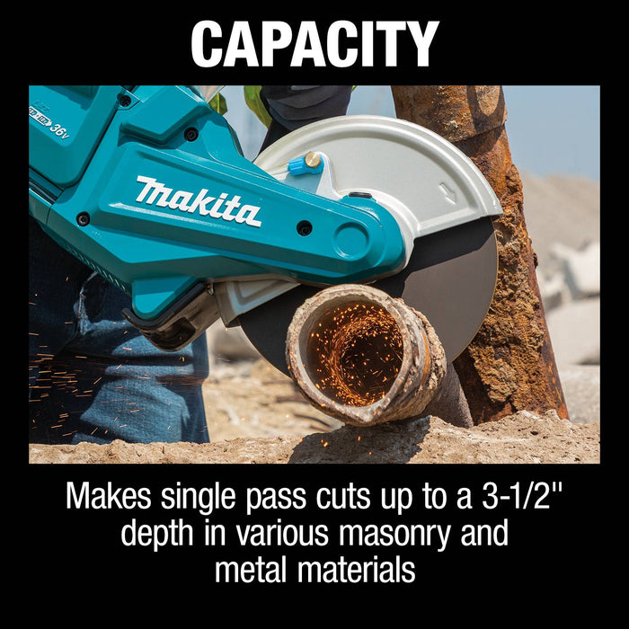 Makita (XEC01PT1-R) 36V (18V X2) LXT® Brushless 9" Power Cutter Kit, cut-off wheel, lock-off (Bare Tool) (Factory Reconditioned)