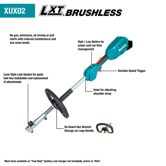Makita (XUX02ZX1-R-1) 18V LXT® Brushless Couple Shaft Power Head With 13" String Trimmer Attachment (Tool Only) (Factory Reconditioned)