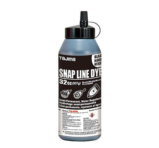 Tajima (PLC3-BK900) Snap Line Dye, permanent marking chalk, black, easy-fill nozzle, 907g / 32 oz.