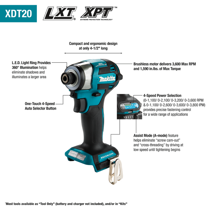 Makita (XT297T-R) 18V LXT® Brushless 2 Pc. Combo Kit, XPH14Z, XDT20Z, bag (5.0Ah) (Factory Reconditioned)