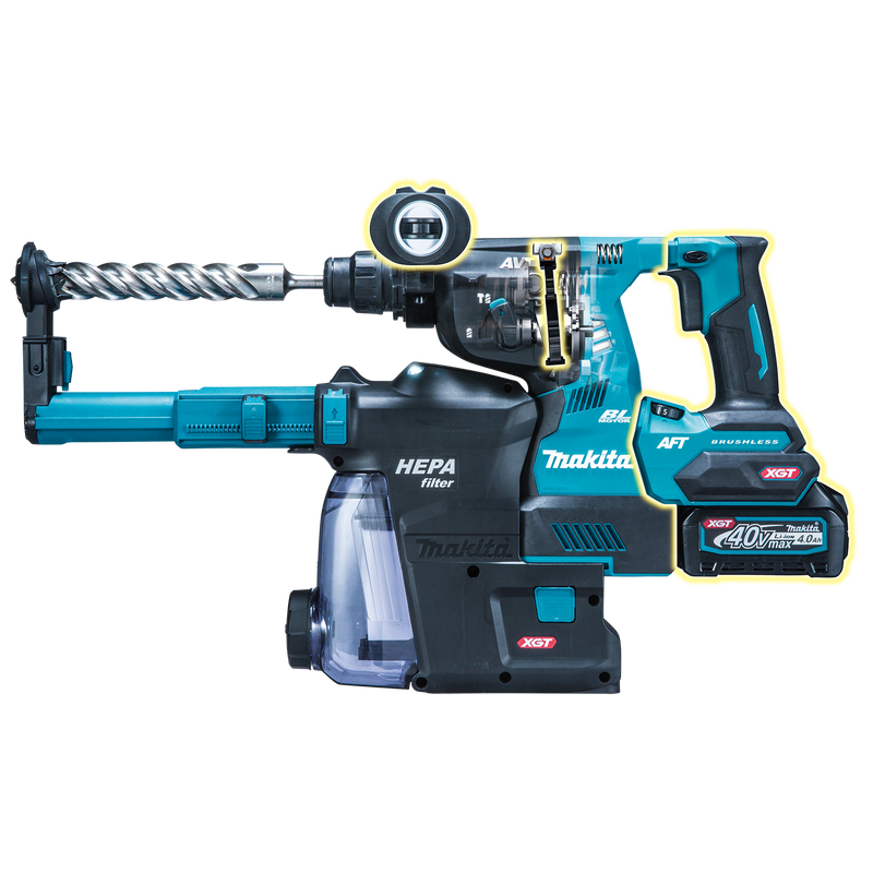 Makita (GRH01M1W) 40V Max XGT Brushless 1-1/8" SDS-Plus Rotary Hammer Kit/ Dust Extractor