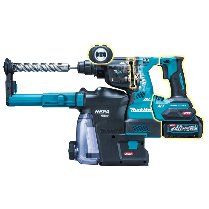 Makita (GRH01M1W) 40V Max XGT Brushless 1-1/8" SDS-Plus Rotary Hammer Kit/ Dust Extractor