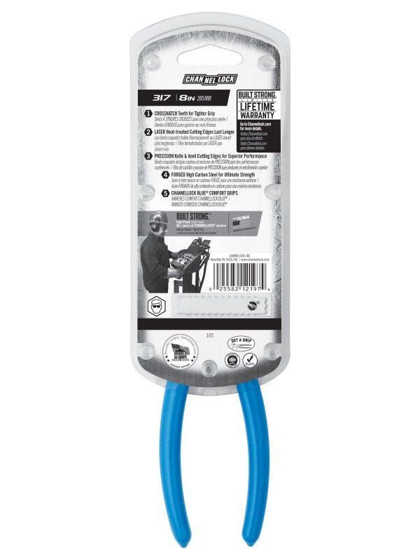 CHANNELLOCK 317 | 8-in. Long Nose Pliers with Side Cutter - Pacific Power Tools