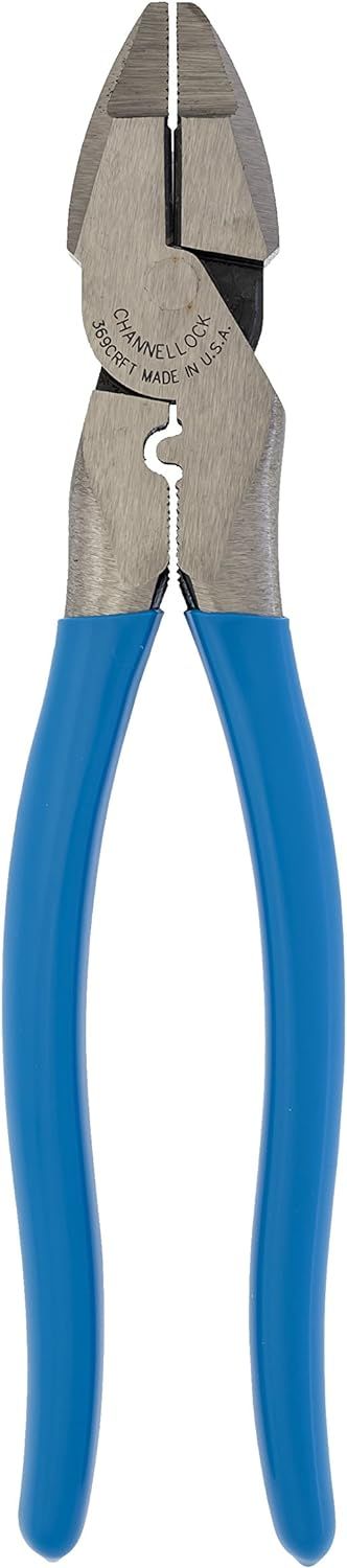 CHANNELLOCK 369CRFT | 9.5-in. Linemen's Plier, Hi-Leverage with Crimper/Cutter and Fish Tape Puller - Pacific Power Tools