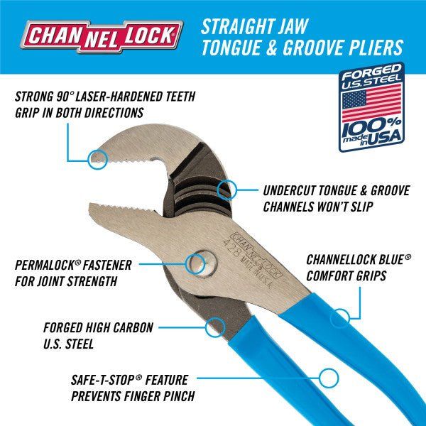 CHANNELLOCK 426 | 6.5-in. Straight Jaw Tongue & Groove Pliers - Pacific Power Tools