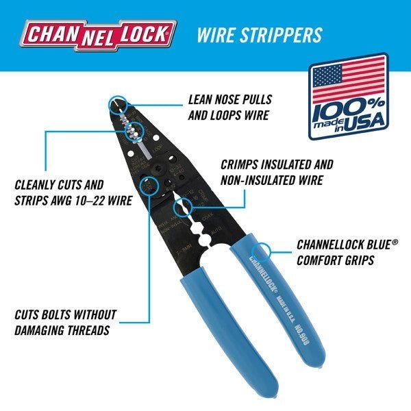 CHANNELLOCK 908 | 8-in. Wire Stripper - Pacific Power Tools